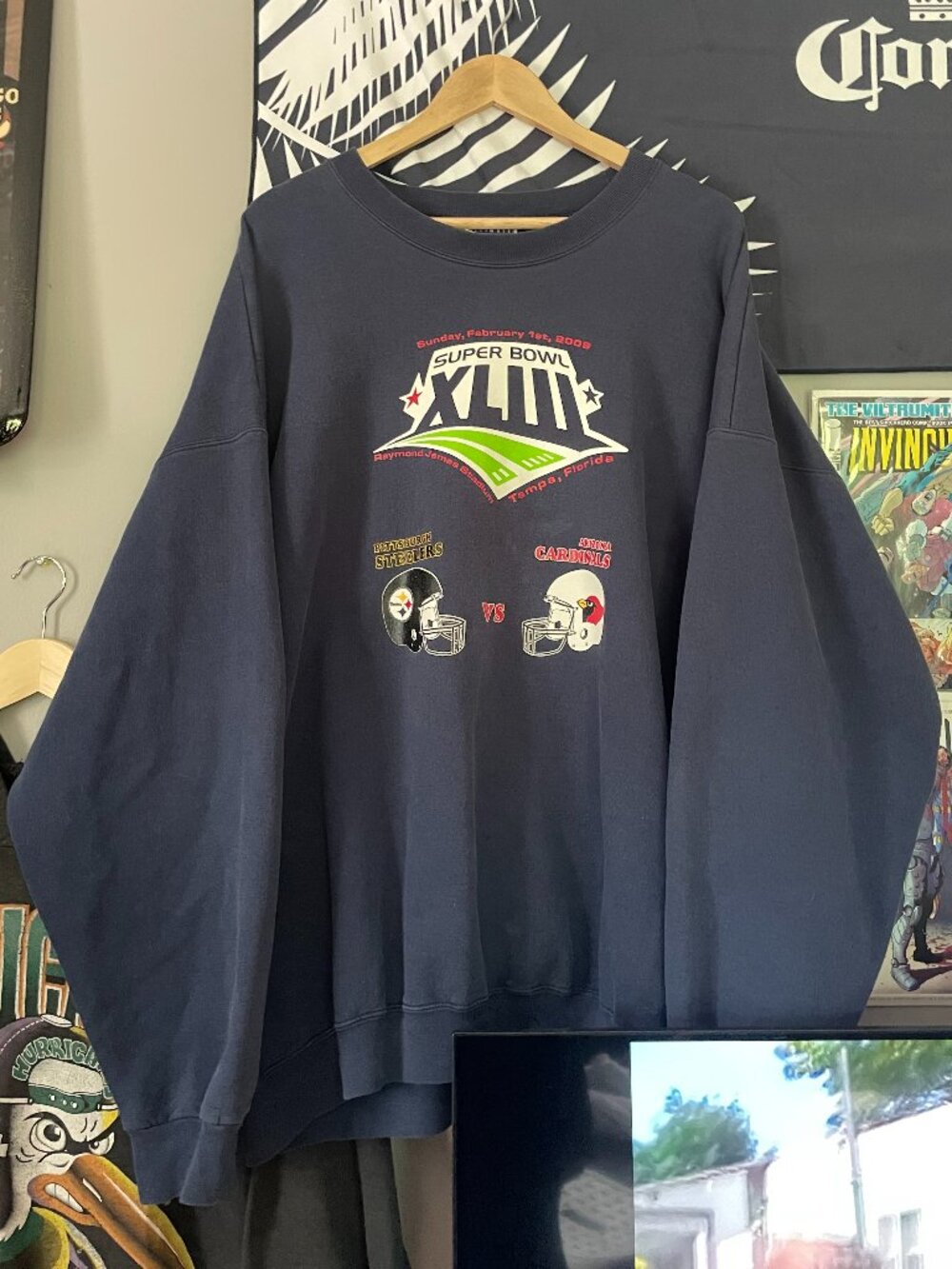 Vintage Superbowl XLIII Steelers Cardinals Hanes Heavyweight Crewneck